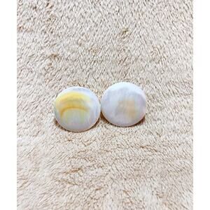 Vintage Mother of Pearl Disc Earrings Pierced